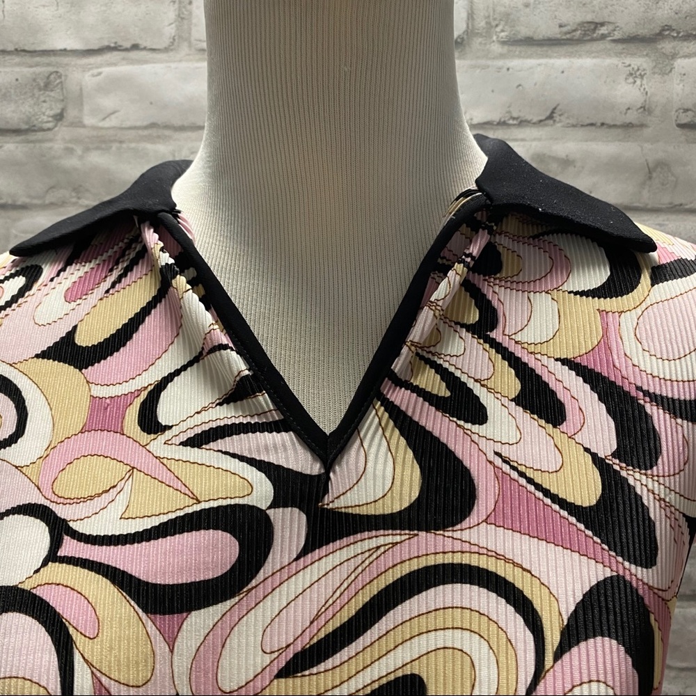 Patterned Vintage Collared Shirt - image 4